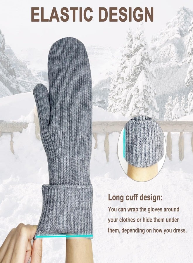 Bototack Winter Mittens for Women Men Warm Fleece Lining Stretchy Kit Thermal Snow Gloves for Cold Weather Gifts (Grey) - Image 4